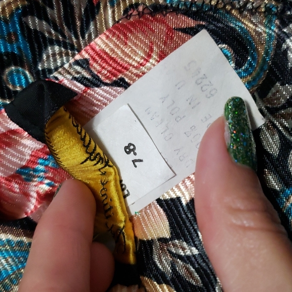 RARE!! Vintage Floral & Lace Peplum V Neck Pencil Skirt Formal Mini Midi Dress - Picture 6 of 11